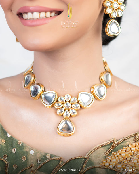 Pure Indian Jaipuri Charm Kundan Necklace with Meena